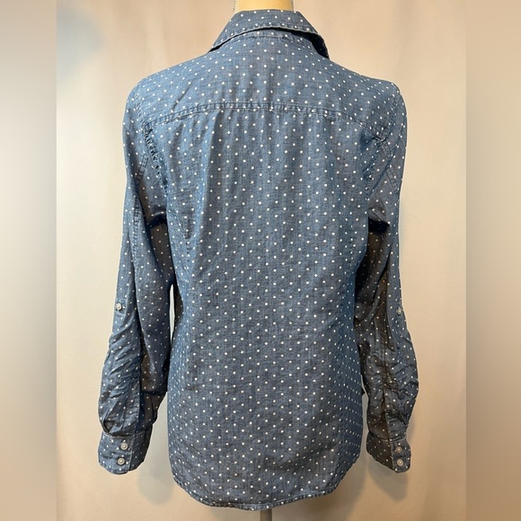 Tommy Hilfiger Blue Long Sleeve Button Down Shirt with Polkadots Size Medium - Picture 7 of 7